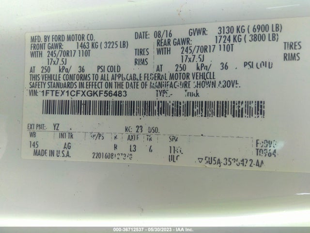 Ford F-150 Xl 2016 1FTEX1CFXGKF56483 Image 9