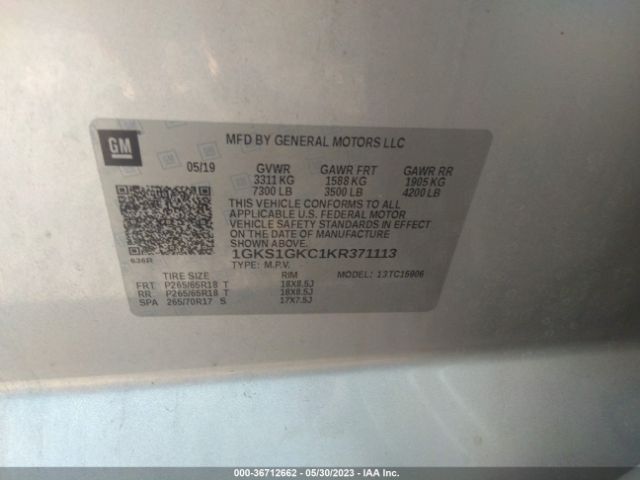 1GKS1GKC1KR371113 GMC Yukon Xl Slt