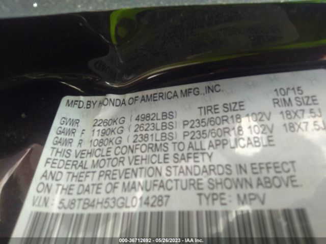 5J8TB4H53GL014287 Acura Rdx Tech Pkg/tech