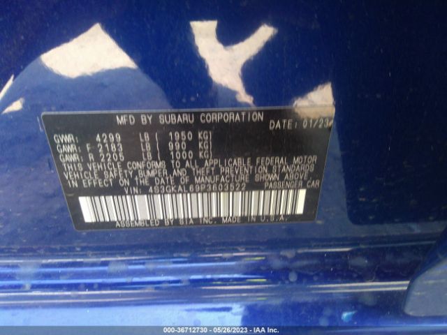 4S3GKAL69P3603522 Subaru Impreza Sport