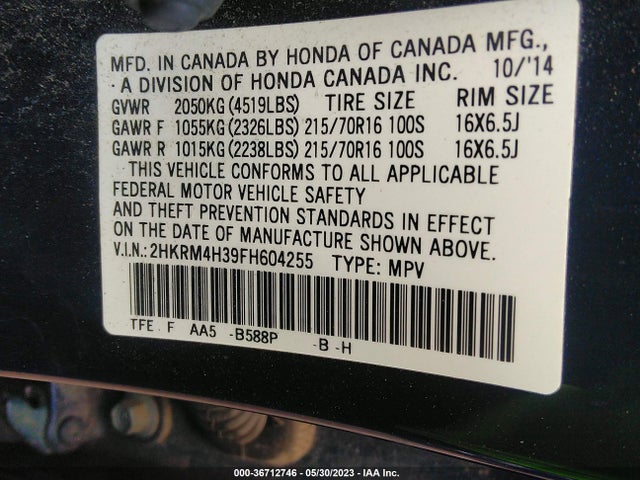 Honda CR-V LX 2015 2HKRM4H39FH604255 Image 9