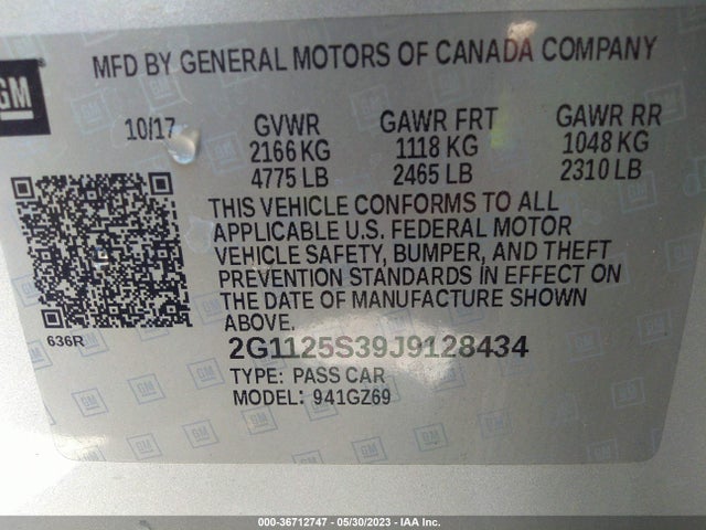Chevrolet Impala Premier 2018 2G1125S39J9128434 Image 10