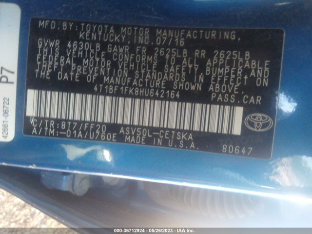 Toyota CAMRY SE 2017 4T1BF1FK8HU642164 Image 9