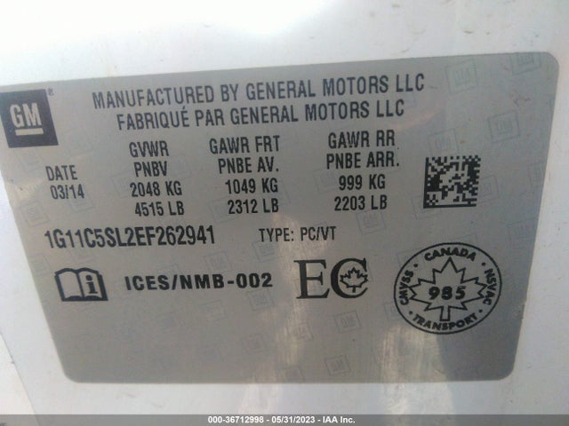 Chevrolet MALIBU LT 2014 1G11C5SL2EF262941 Image 9