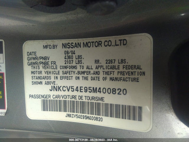 2005 INFINITI G35 COUPE VIN: JNKCV54E95M400820