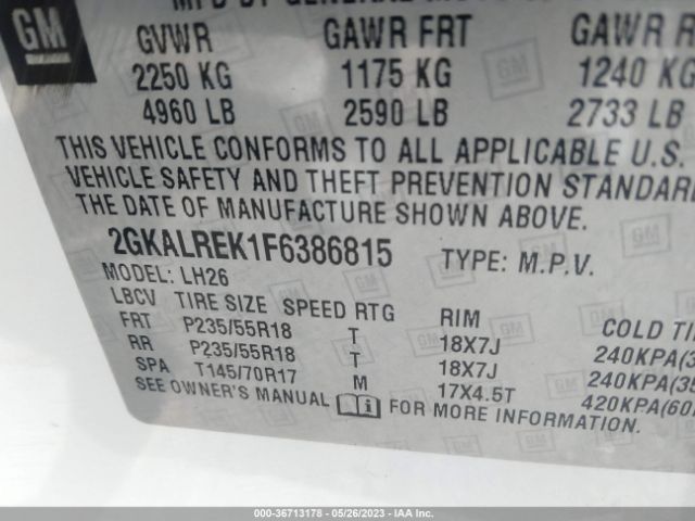 2GKALREK1F6386815 GMC Terrain Sle