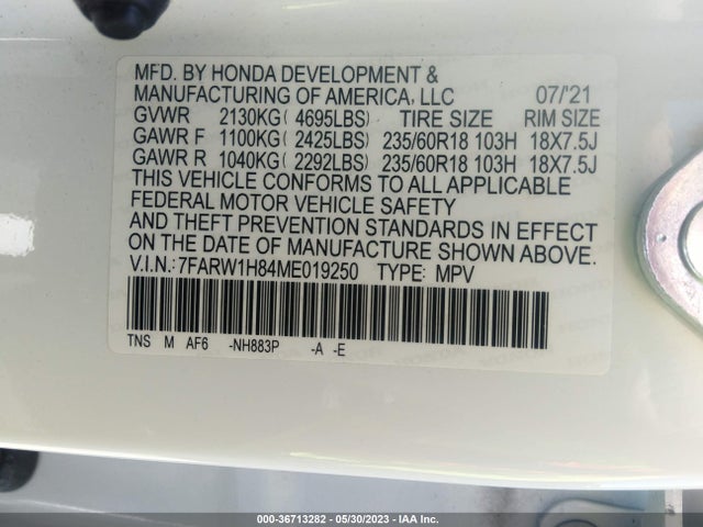 Honda Cr-v Ex-l 2021 7FARW1H84ME019250 Image 10