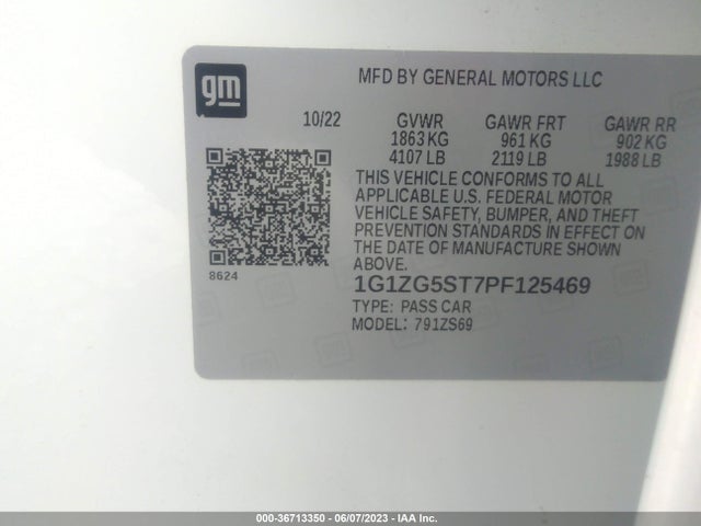Chevrolet MALIBU RS 2023 1G1ZG5ST7PF125469 Image 9