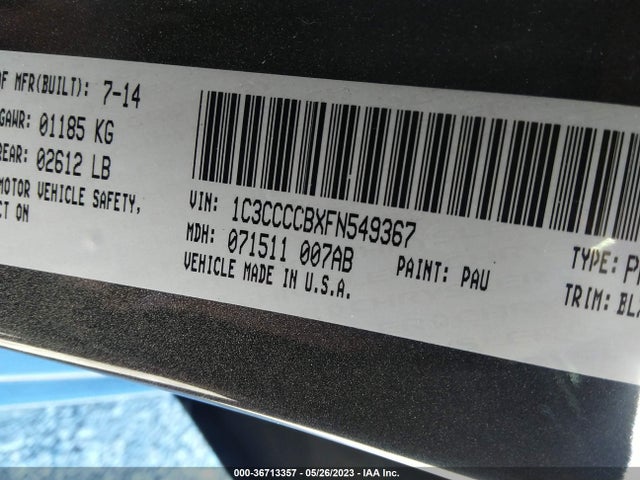 Chrysler 200 C 2015 1C3CCCCBXFN549367 Image 9