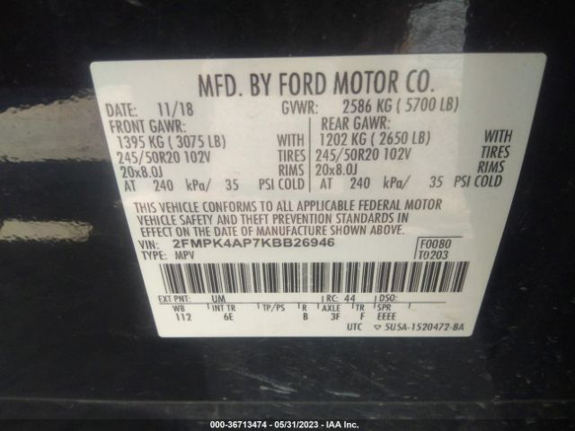 2FMPK4AP7KBB26946 Ford EDGE ST