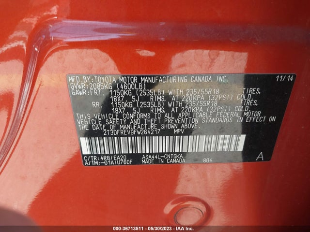 Toyota Rav4 Limited 2015 2T3DFREV9FW264217 Image 10