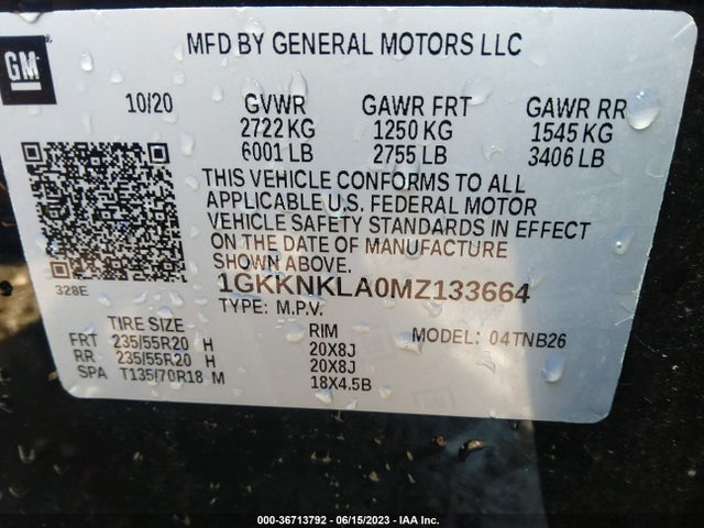 GMC ACADIA SLE 2021 1GKKNKLA0MZ133664 Image 9