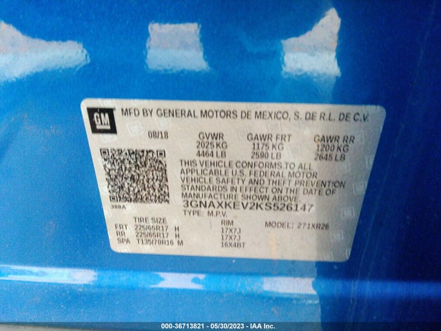 Chevrolet EQUINOX LT 2019 3GNAXKEV2KS526147 Image 11
