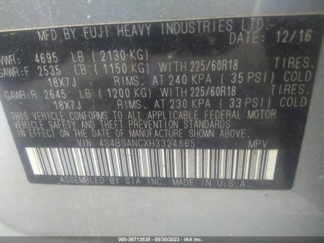 4S4BSANCXH3324865 Subaru Outback Limited