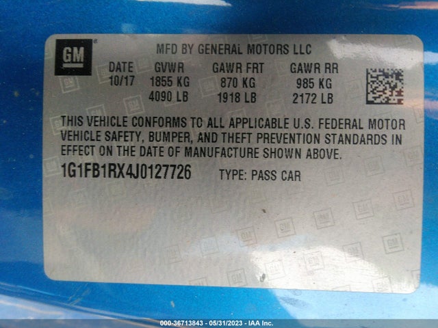 Chevrolet Camaro 1lt 2018 1G1FB1RX4J0127726 Image 9