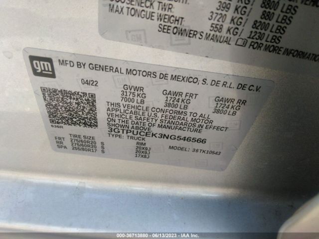 3GTPUCEK3NG546566 GMC Sierra 1500 Elevation