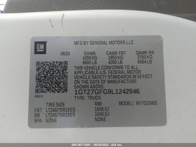 1GTZ7GFG9L1242946 GMC SAVANA CARGO VAN