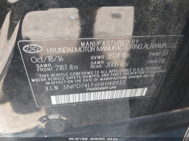 Hyundai ELANTRA SE 2017 5NPD74LF6HH148933 Image 11