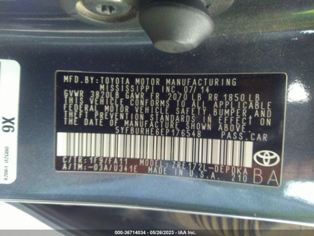 Toyota Corolla L/le/s/s Plus/le Plus 2014 5YFBURHE6EP176548 Image 10
