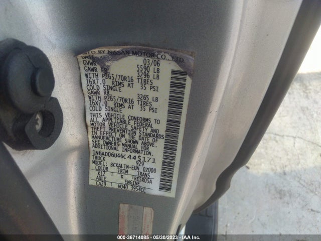 2006 NISSAN FRONTIER SE VIN: 1N6AD06U46C445171