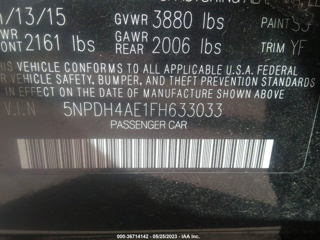 Hyundai ELANTRA SE 2015 5NPDH4AE1FH633033 Image 10