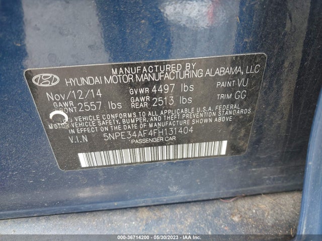 Hyundai Sonata 2.4l Limited 2015 5NPE34AF4FH131404 Image 10