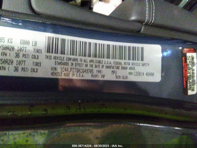 1C4RJFCT6KC649705 Jeep Grand Cherokee Overland