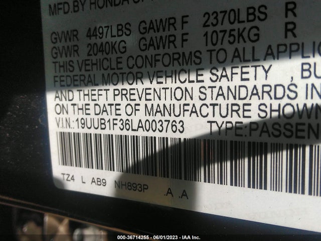 Acura TLX 2020 19UUB1F36LA003763 Image 9