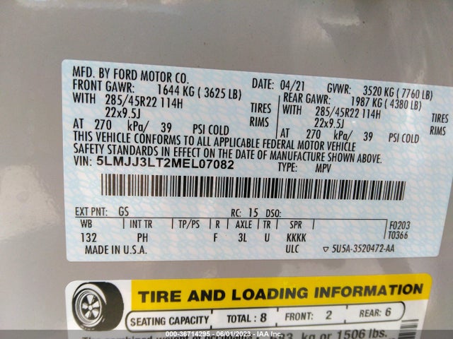2021 Lincoln Navigator, VIN: 5LMJJ3LT2MEL07082