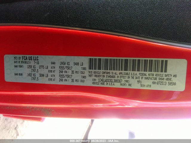 1C4BJWDG3GL308367 Jeep Wrangler Unlimited Sport