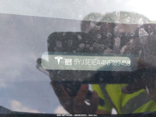 5YJ3E1EA4NF189458 Tesla MODEL 3