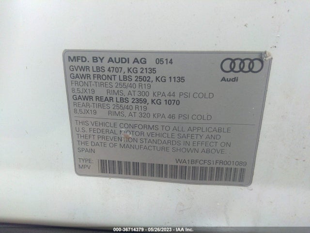 WA1BFCFS1FR001089 Audi Q3 2.0t Premium Plus
