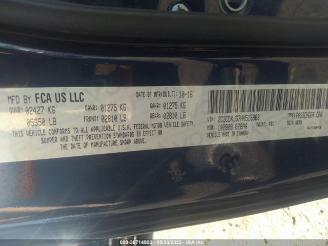 2C3CDXJG7HH515983 Dodge Charger Sxt