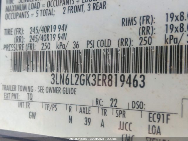3LN6L2GK3ER819463 Lincoln MKZ