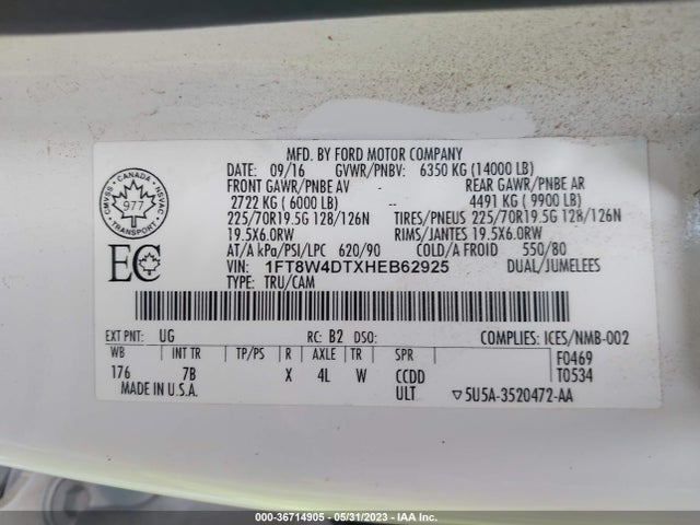 2017 Ford F-450, VIN: 1FT8W4DTXHEB62925