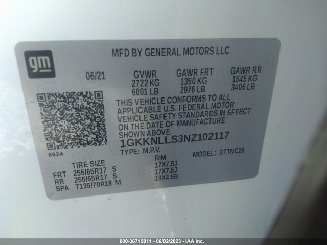 1GKKNLLS3NZ102117 GMC Acadia At4