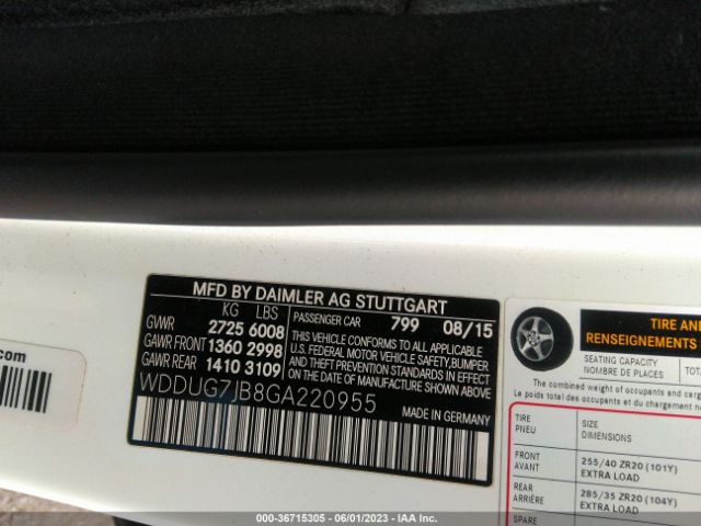WDDUG7JB8GA220955 Mercedes-Benz S-class Amg S 63