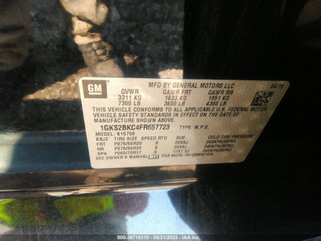 1GKS2BKC4FR657723 GMC YUKON SLT