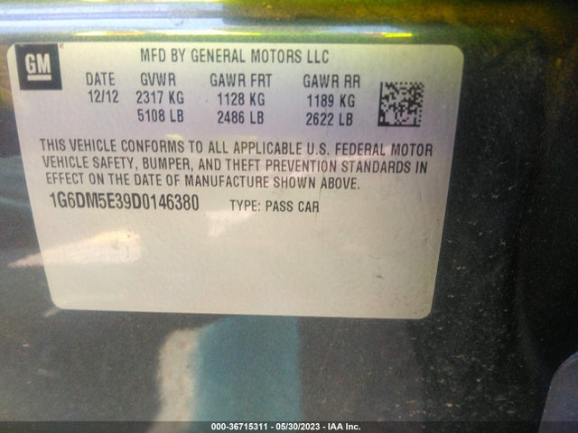 2013 CADILLAC CTS PERFORMANCE VIN: 1G6DM5E39D0146380