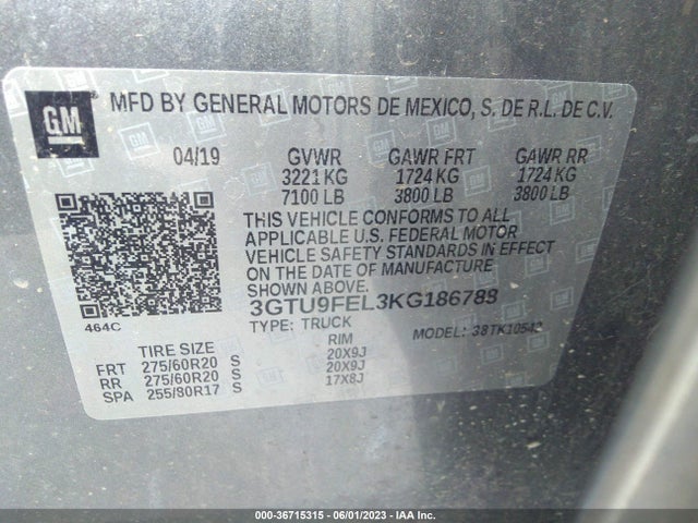 GMC Sierra 1500 Denali 2019 3GTU9FEL3KG186788 Image 9