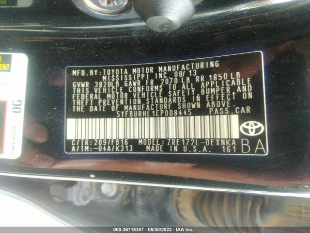 Toyota Corolla L/le/s/s Plus/le Plus 2014 5YFBURHE1EP008445 Image 10