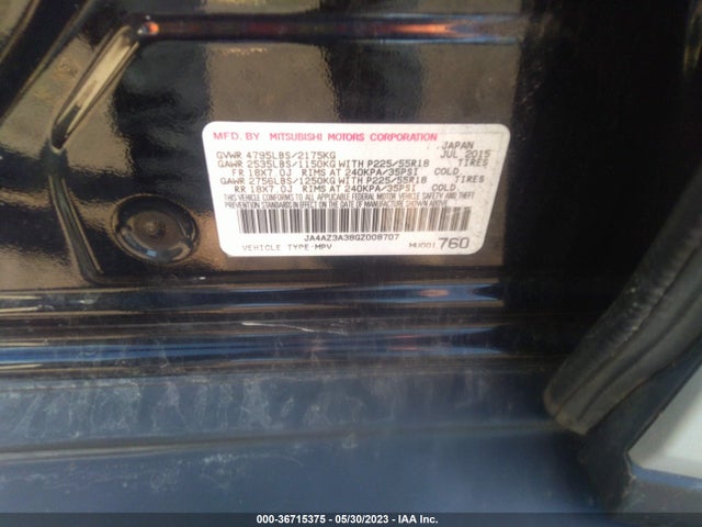 JA4AZ3A38GZ008707 Mitsubishi Outlander Se/sel/es