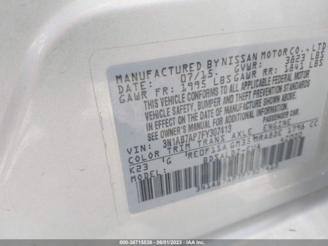 3N1AB7AP7FY307413 Nissan SENTRA SV