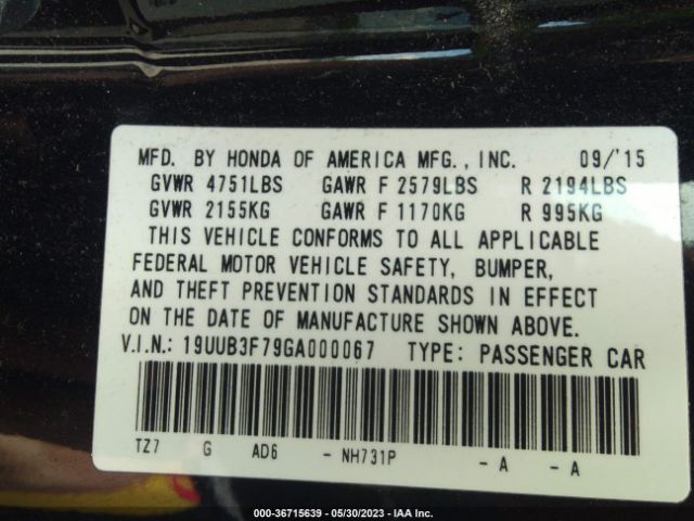 19UUB3F79GA000067 Acura Tlx Advance