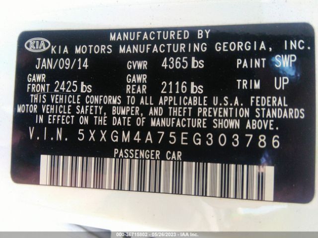 5XXGM4A75EG303786 KIA Optima Lx