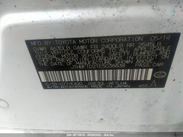 Lexus IS 250 2014 JTHBF1D21E5038838 Image 9