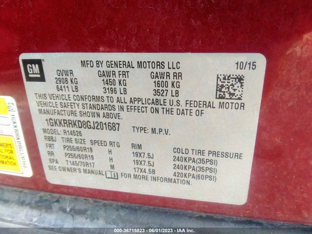 GMC ACADIA SLT 2016 1GKKRRKD8GJ201687 Image 9