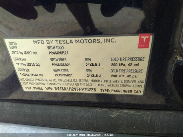 5YJSA1H29FFP70225 Tesla Model S 85d/p85d/70d/90d/p90d