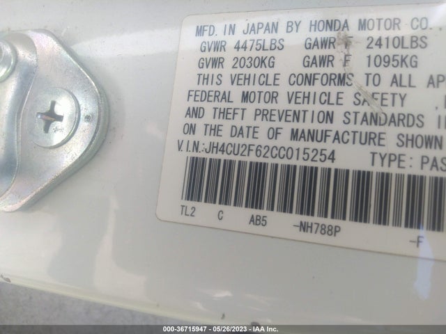 2012 ACURA TSX TECH PKG VIN: JH4CU2F62CC015254
