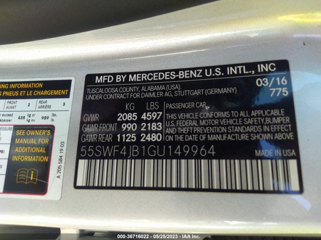 55SWF4JB1GU149964 Mercedes-Benz C-class C 300